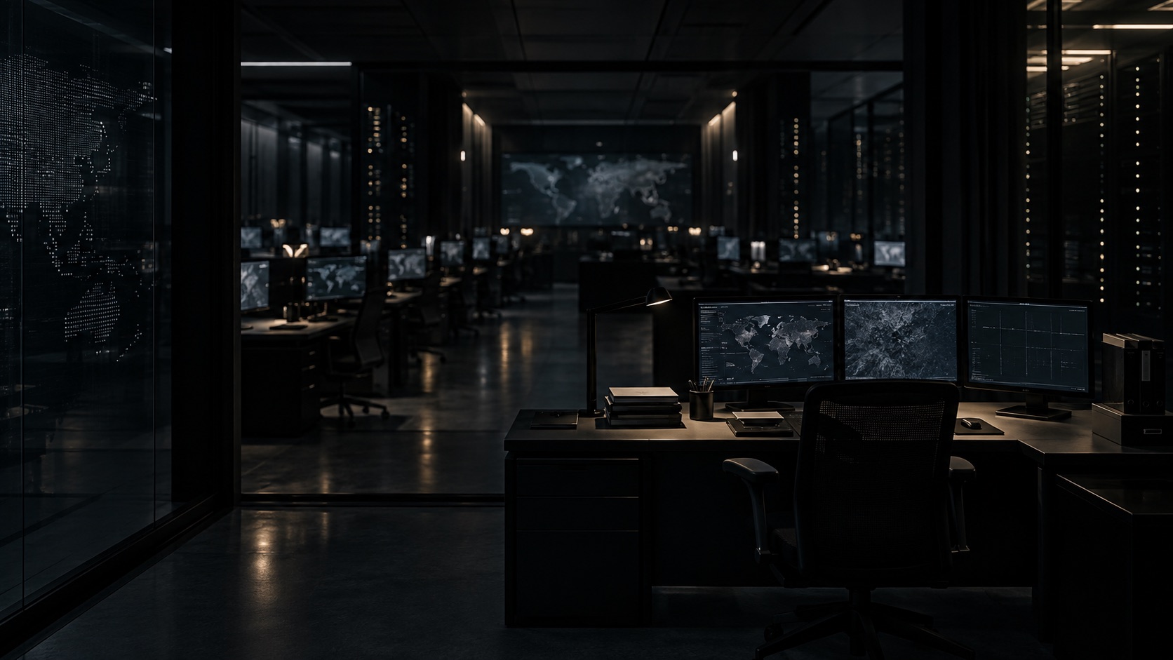 Low-lit secure communications room